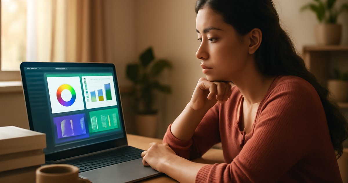 Hispanic female college student using an adaptive learning platform on her laptop at a home desk in 2026